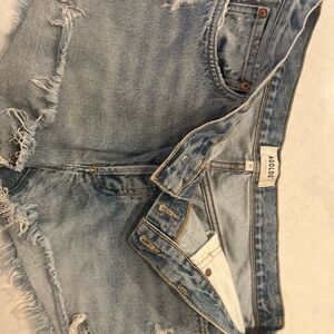 Agolde Women's Distressed Light Blue Denim Shorts